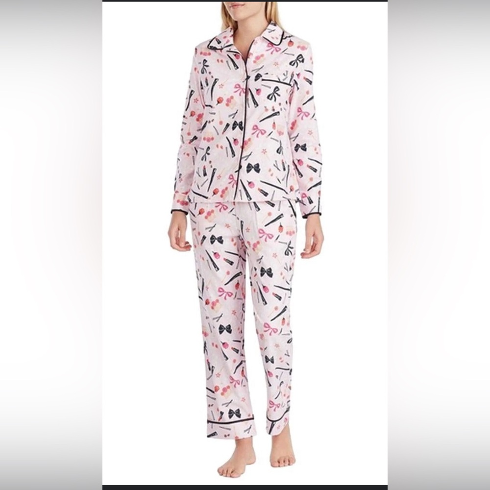 kate spade Pink womens Pajama Set with Black and Red Accents